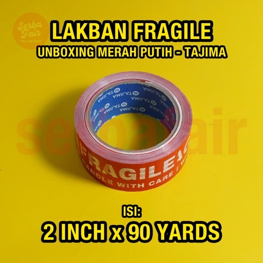 Image of Lakban Fragile Unboxing Tajima 90YARDS Merah Putih Online Shop