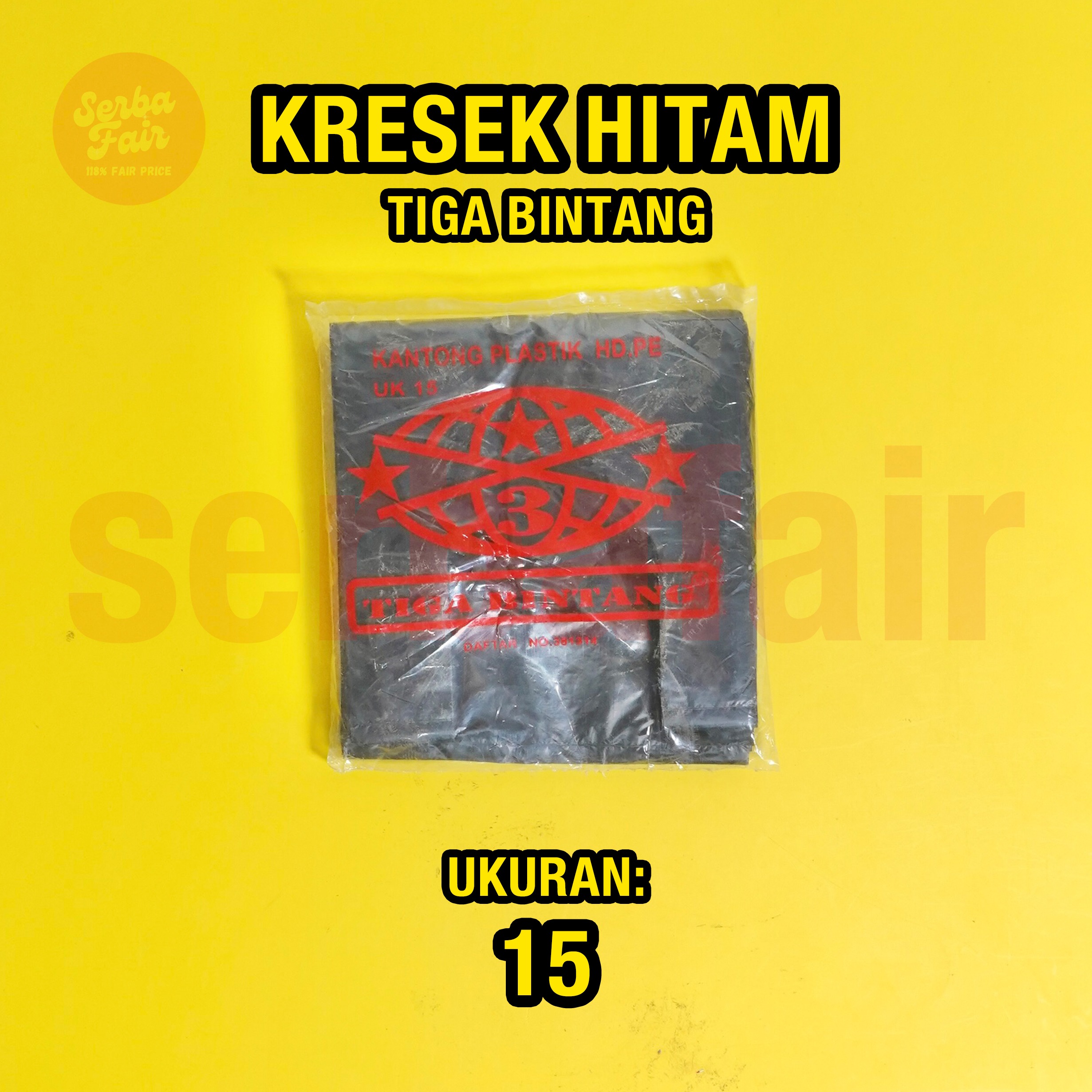 Kantong Plastik Kresek Tiga Bintang UK15 (15x30CM) ISI 60 LEMBAR MURAH