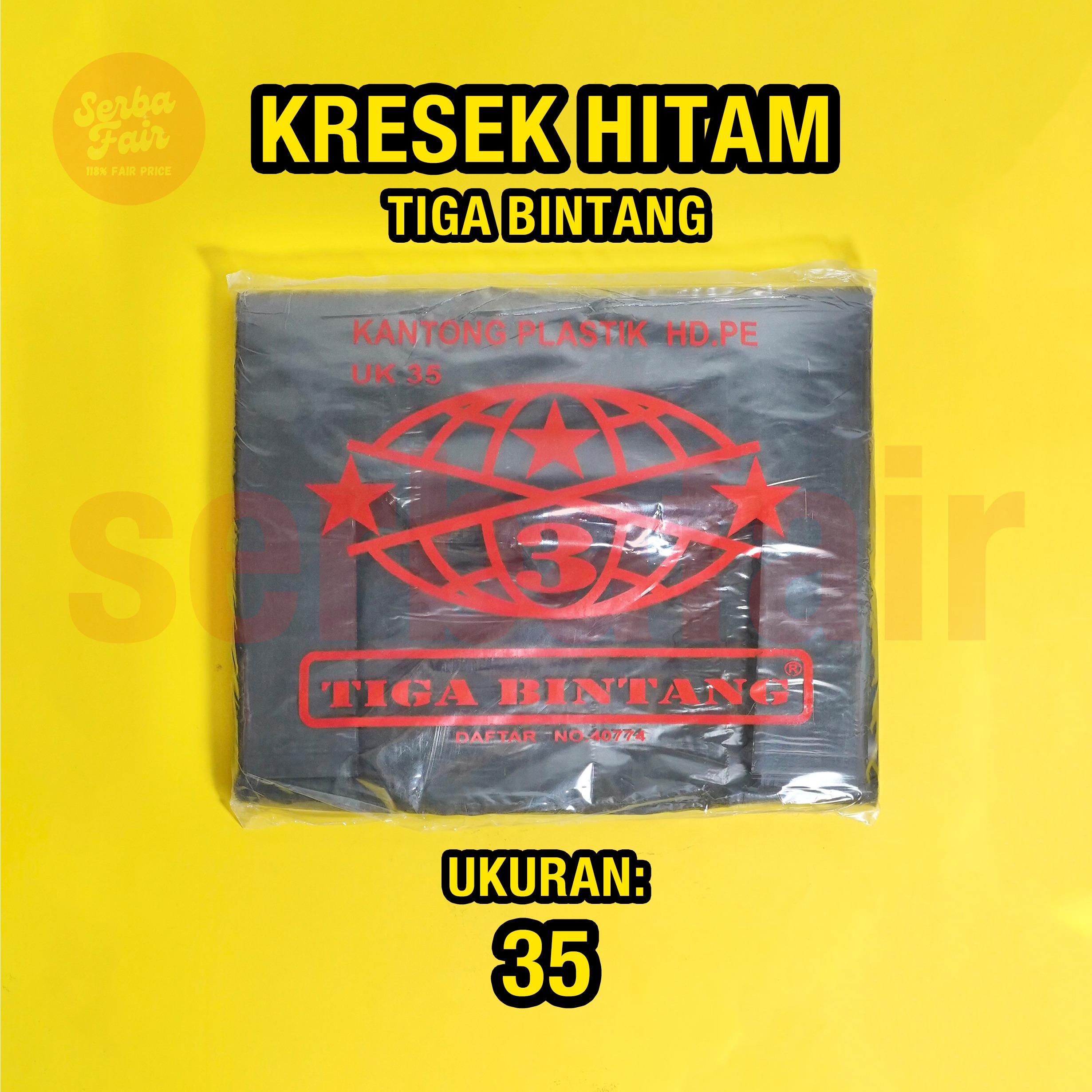 Kantong Plastik Kresek uk35 (35x55CM) TIGA BINTANG ISI 50 LEMBAR BANYAK MURAH