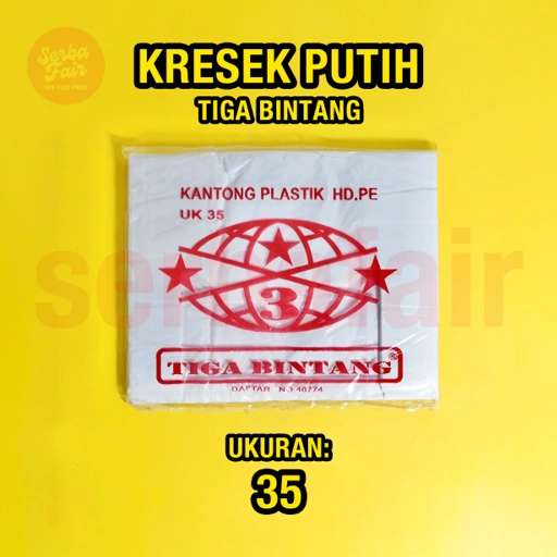 Image of Kantong Plastik Kresek uk35 (35x55CM) TIGA BINTANG ISI 50 LEMBAR BANYAK MURAH