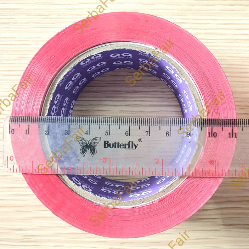 Lakban Fragile QQ Jangan Dibanting Merah / Putih 100Meter FULL Tebal Murah Ekonomis