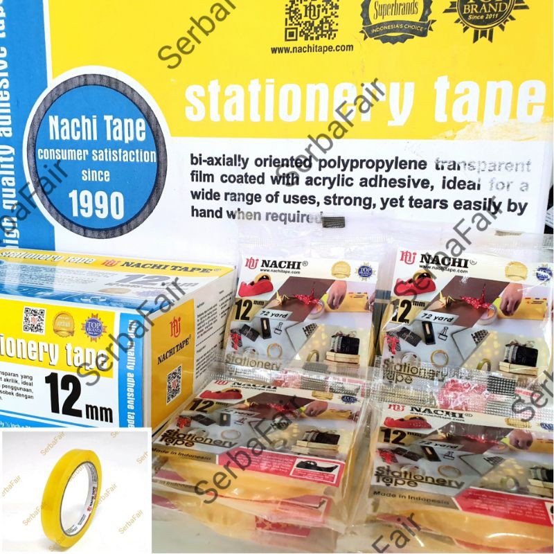 Selotip Nachi Stationery TOP Quality 12mm (1/2inch) 72Yard ORI