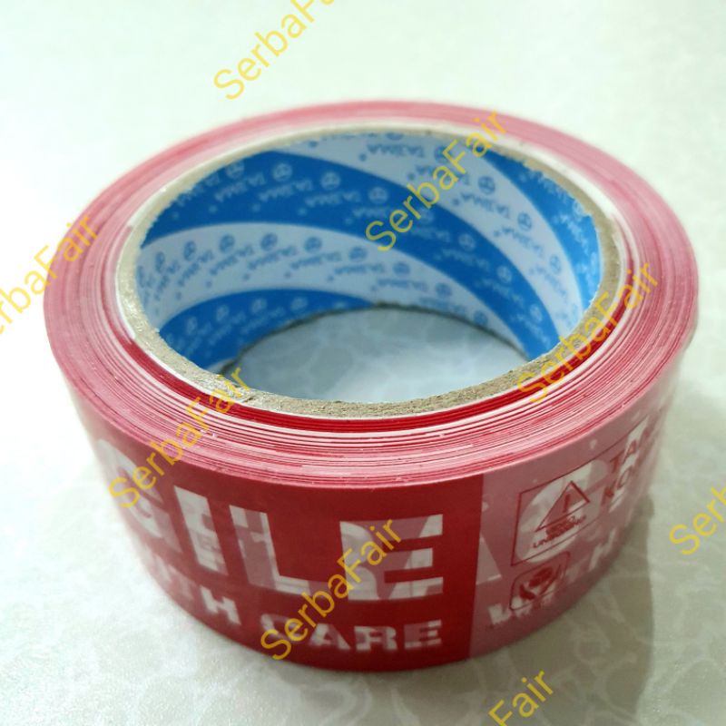 Lakban Fragile Unboxing Tajima 90YARDS Merah Putih Online Shop