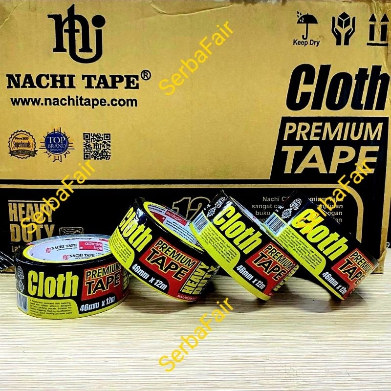 Lakban Kain Hitam Nachi 2 Inch x 12 meter / Cloth Tape 46mm x 12 mtr
