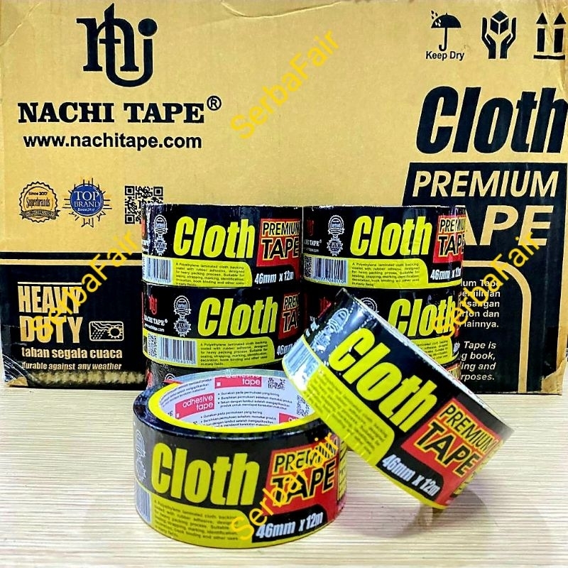 Lakban Kain Hitam Nachi 2 Inch x 12 meter / Cloth Tape 46mm x 12 mtr
