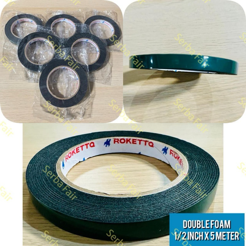 Double Foam Tape ROKETT 1/2 Inch (12mm) x 5 Meter Double Tape Busa TOP TERMURAH