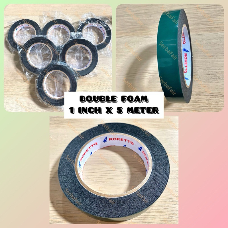 Double Foam Tape ROKETT 1 Inch x 5 Meter Double Tape Busa TOP TERMURAH
