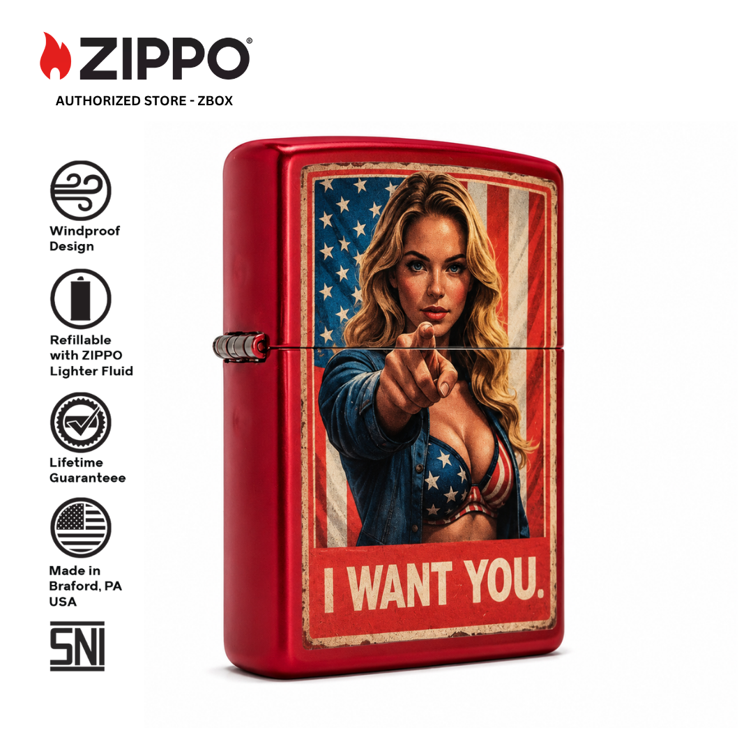 47273-ZIPPO I Want You, Candy Apple Red with Colour Image