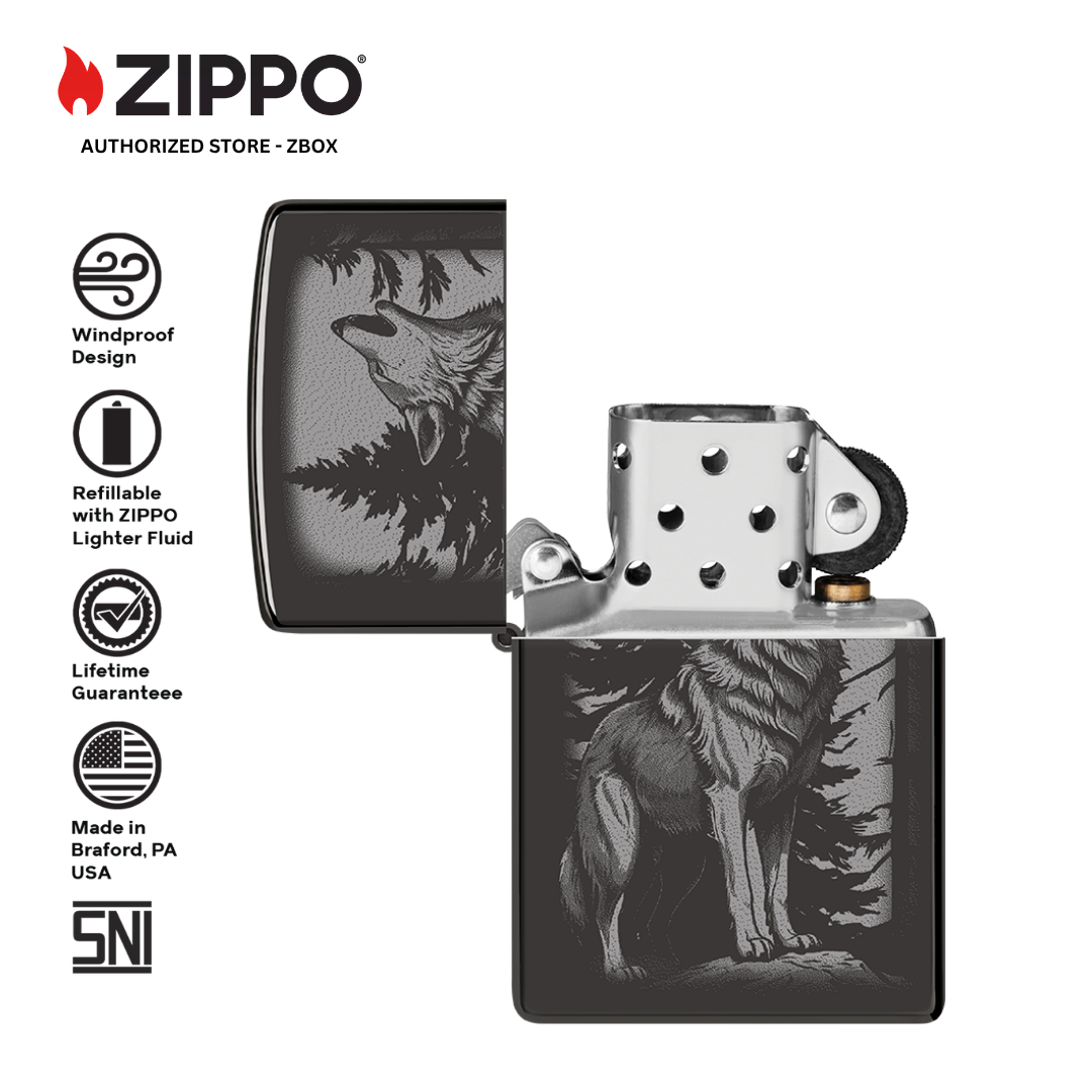 47117 - ZIPPO Howling Wolf High Polish Black