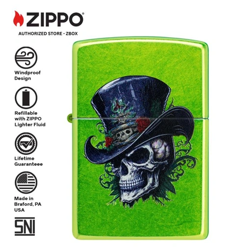 Image of ZIPPO® Steampunk Skeleton Design - Lurid with Colour Image