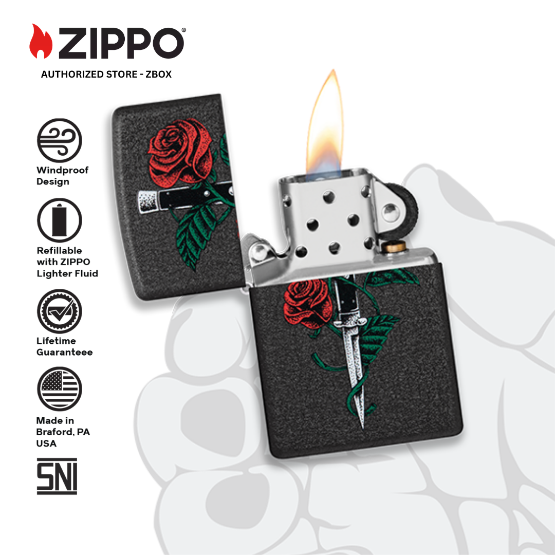 49778 - ZIPPO Rose Dagger Tattoo Design