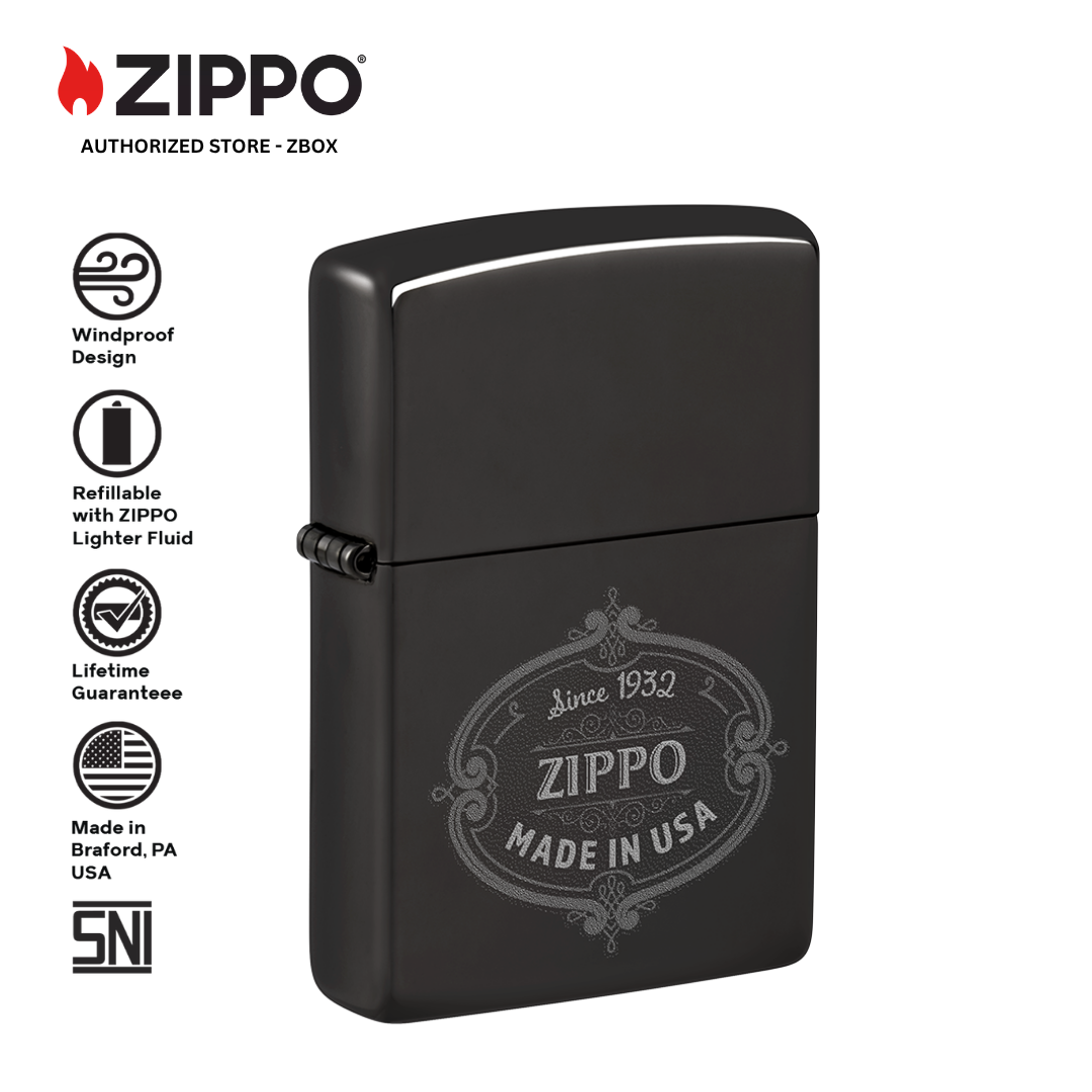46945 - ZIPPO Plaque Design High Polish Black