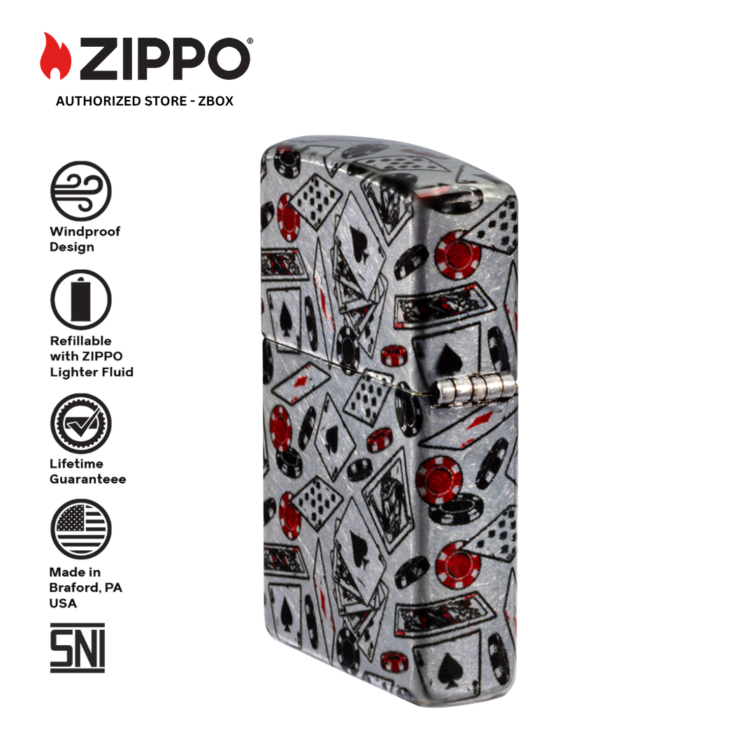 47157 - ZIPPO Let the Chips Fall Design Tumbled Chrome