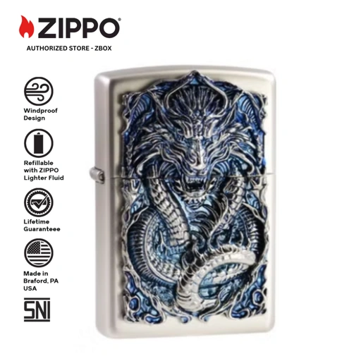 Image of ZIPPO Original ZA-1-212 Blue Dragon - Korek Api Windproof USA