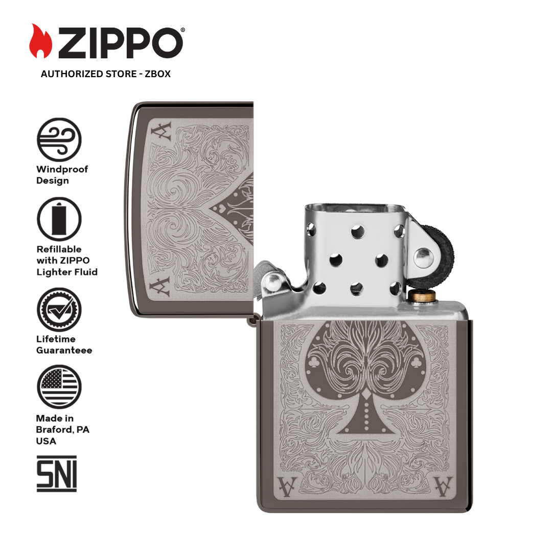 28323 – ZIPPO Ace Filigree — Lighter Premium Black Ice®