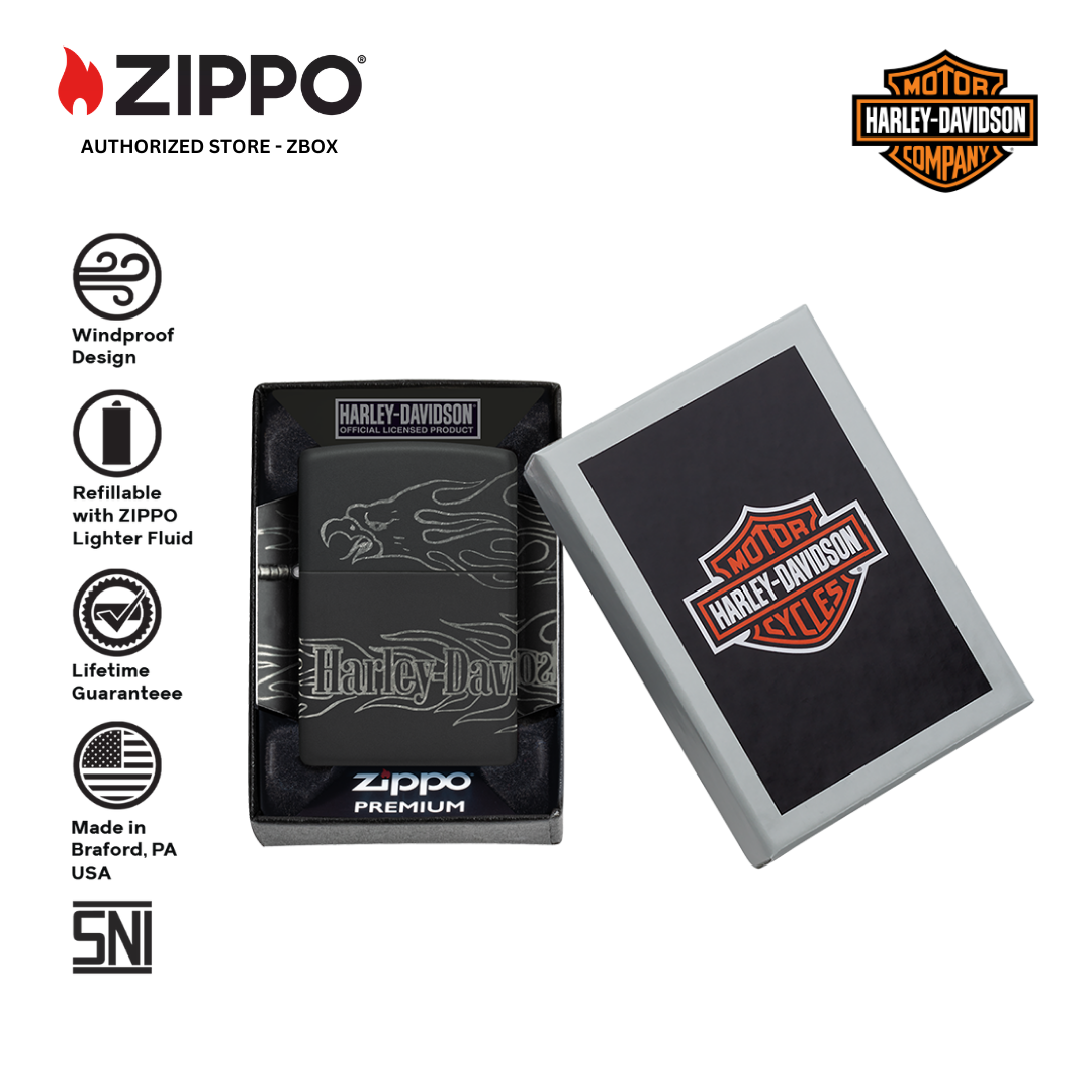 46310 - ZIPPO Harley-Davidson® Black Matte with Chrome