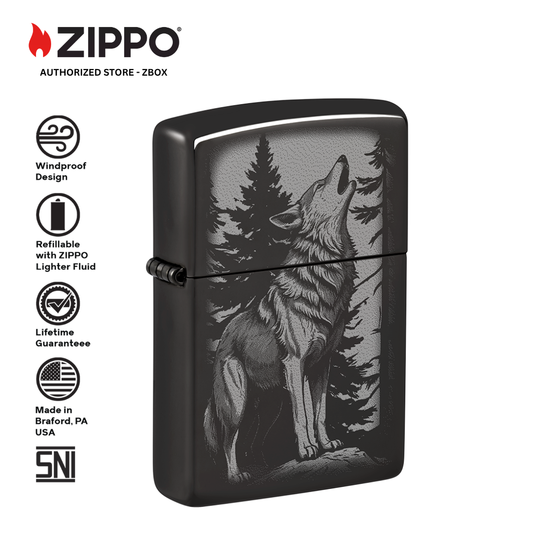 47117 - ZIPPO Howling Wolf High Polish Black