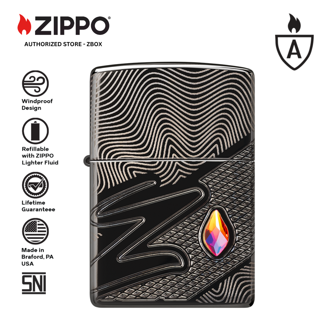 46928 - ZIPPO Z Crystal Design Armor High Polish Black