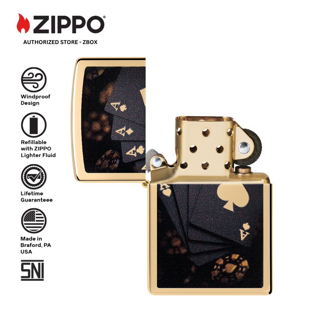 47141 - ZIPPO Lucky Aces High Polish Brass