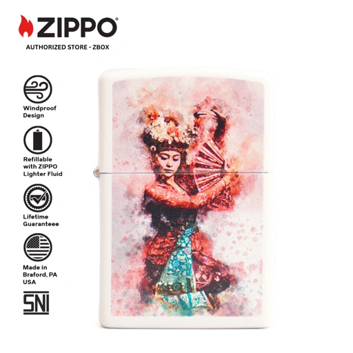 Image of ZIPPO® Balinese Dancer - Matte White with Color Image 