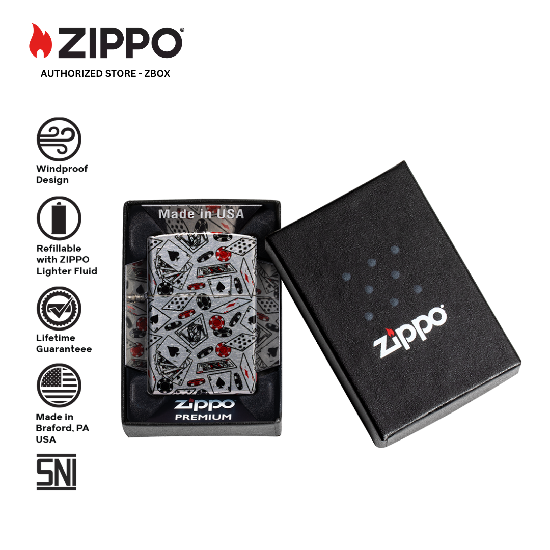 47157 - ZIPPO Let the Chips Fall Design Tumbled Chrome