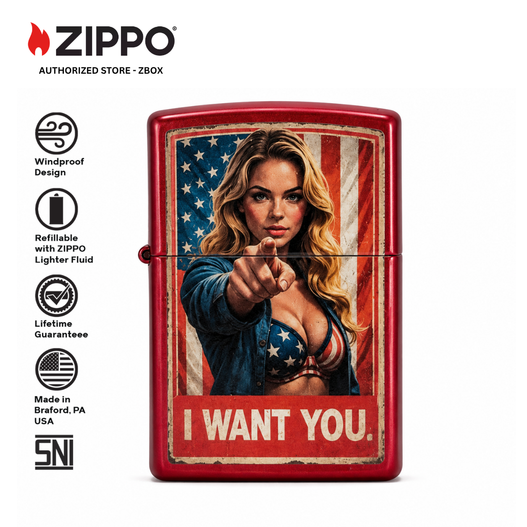 47273-ZIPPO I Want You, Candy Apple Red with Colour Image
