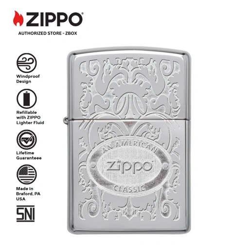 Image of ZIPPO® Crown Stamp -American Classic - High Polish Chrome with Double Lustre Imprint