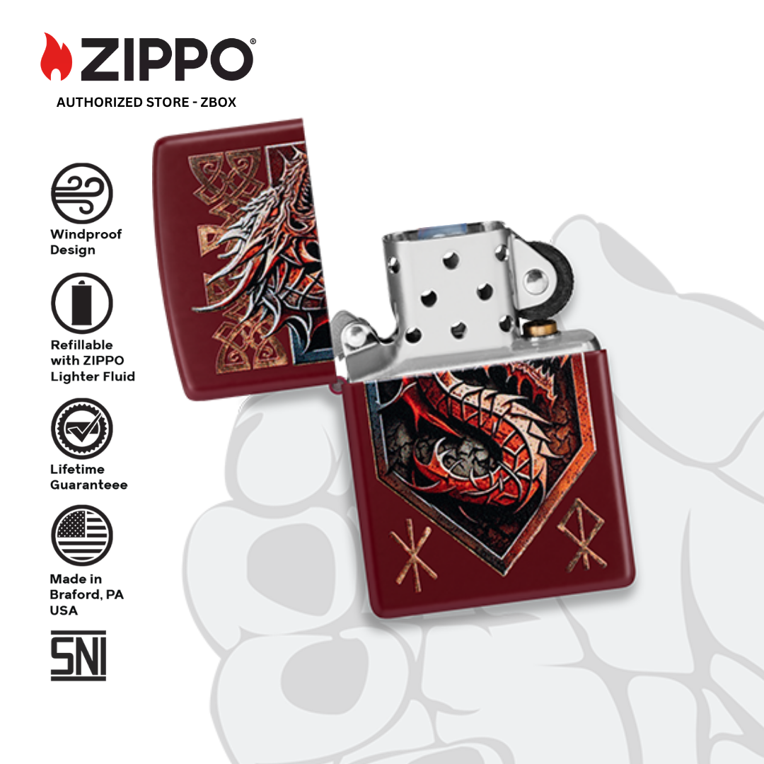 47136 - ZIPPO Dragon Shield Design Merlot