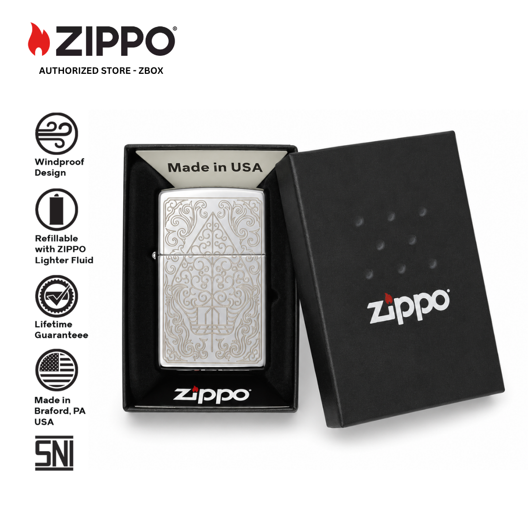 ZIPPO ZI-25001 BATIK INDONESIA, HIGH POLISH CHROME