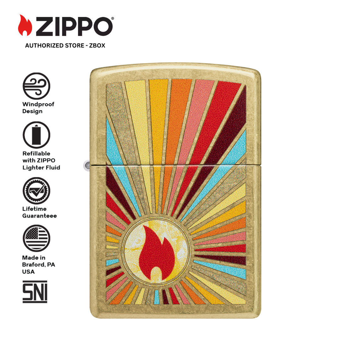 46957 - ZIPPO Beaming Flame Design Street Brass