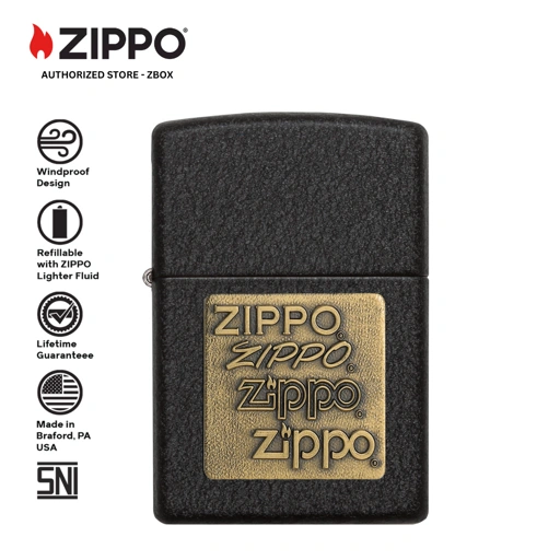 Image of ZIPPO® Brass Logo Bronze Emblem - Black Crackle