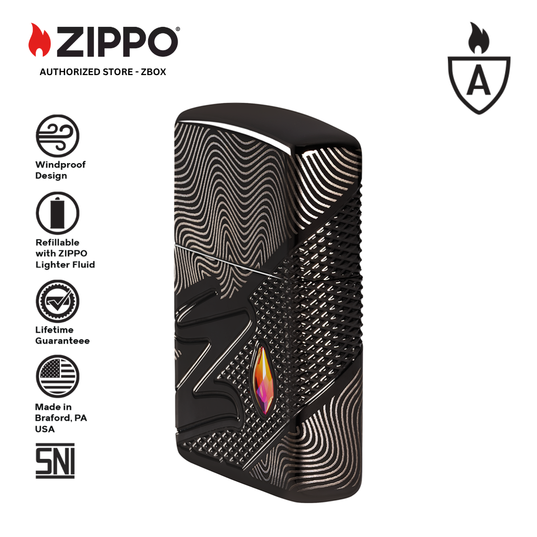 46928 - ZIPPO Z Crystal Design Armor High Polish Black