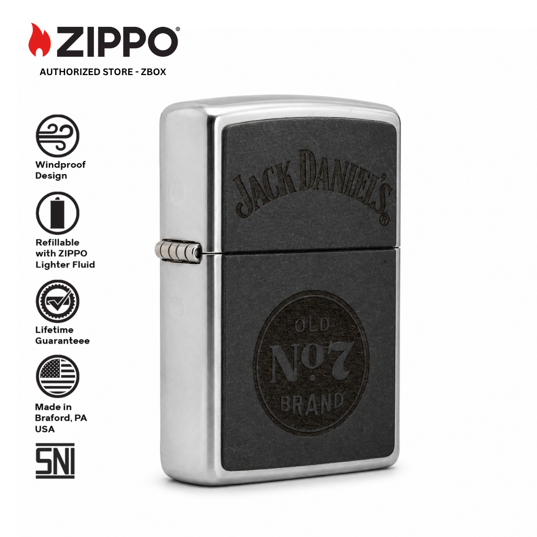 47417-ZIPPO JD Street Chrome, Leather Emblem