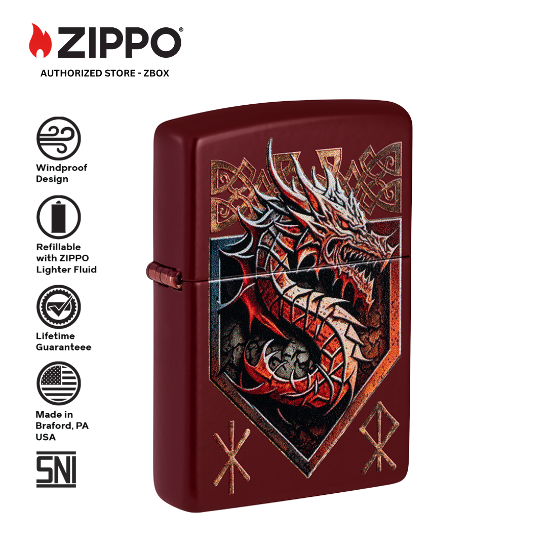 47136 - ZIPPO Dragon Shield Design Merlot