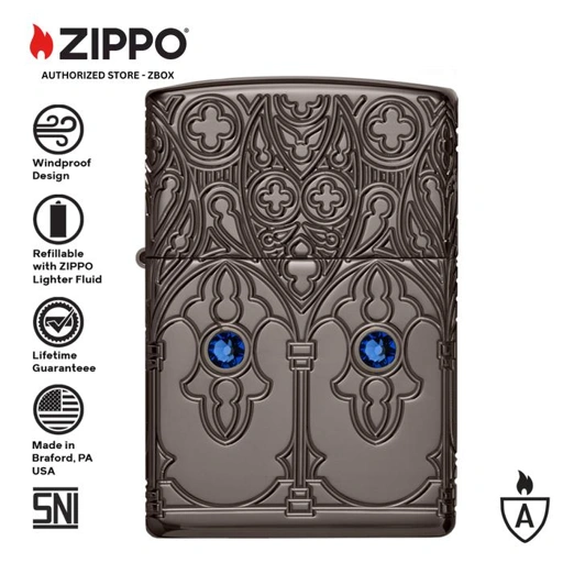 Image of  46753 - ZIPPO® Armor® Black Ice® Gothic Window Design - MultiCut Engraving