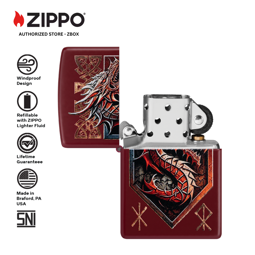 47136 - ZIPPO Dragon Shield Design Merlot