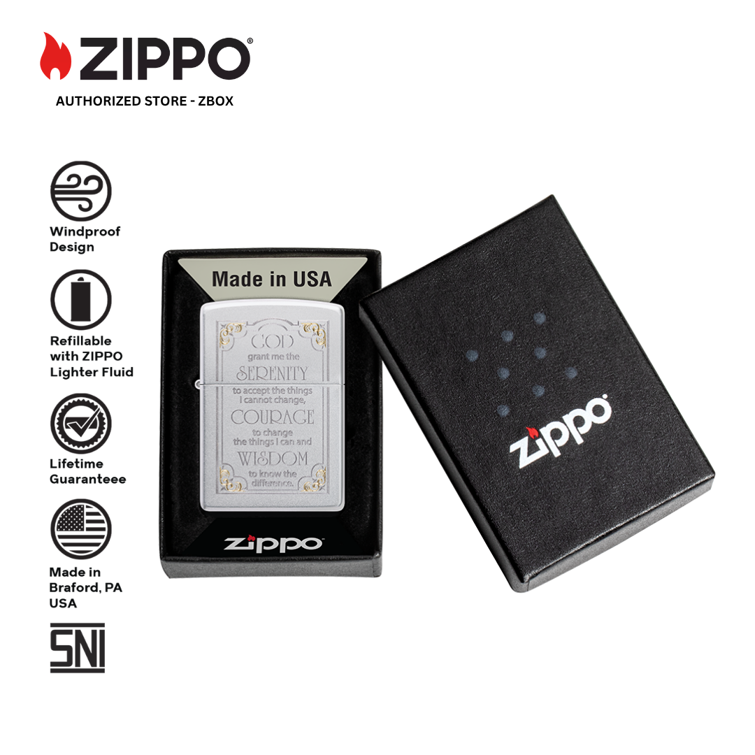 28458 - ZIPPO Serenity Prayer Satin Chrome