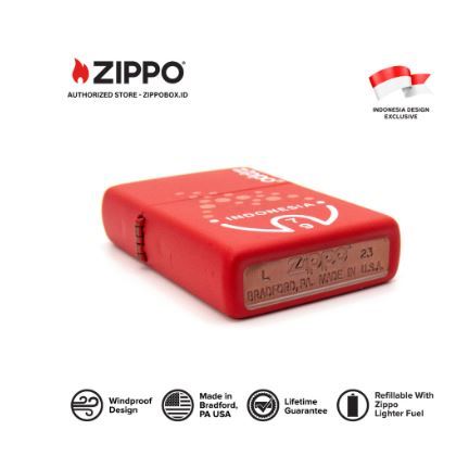 233-114720 ZIPPO RI HUT 79 Matte Red with Color Image