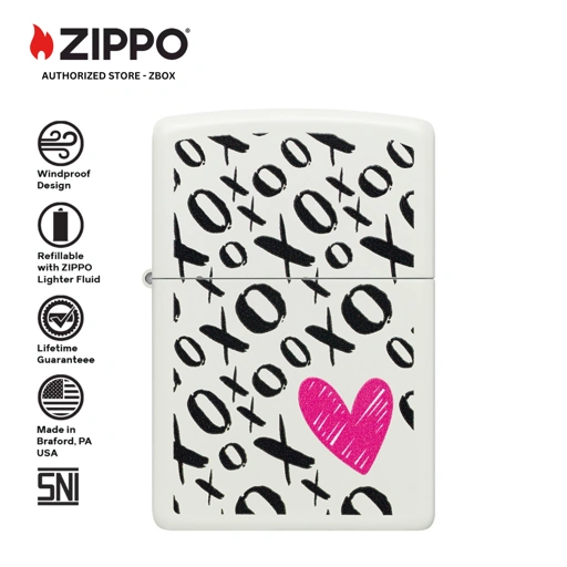 Image of ZIPPO® XO Heart Design - White Matte with Colour Image