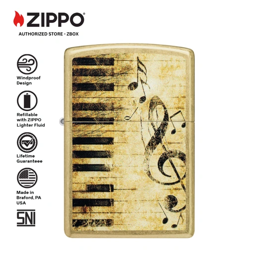 Image of ZIPPO® Classic Brass Lighter with Colour Image - Nothing but Treble Design