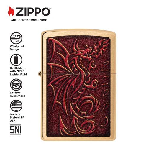 Image of ZIPPO® Dragon - Brushed Brass with Color Image