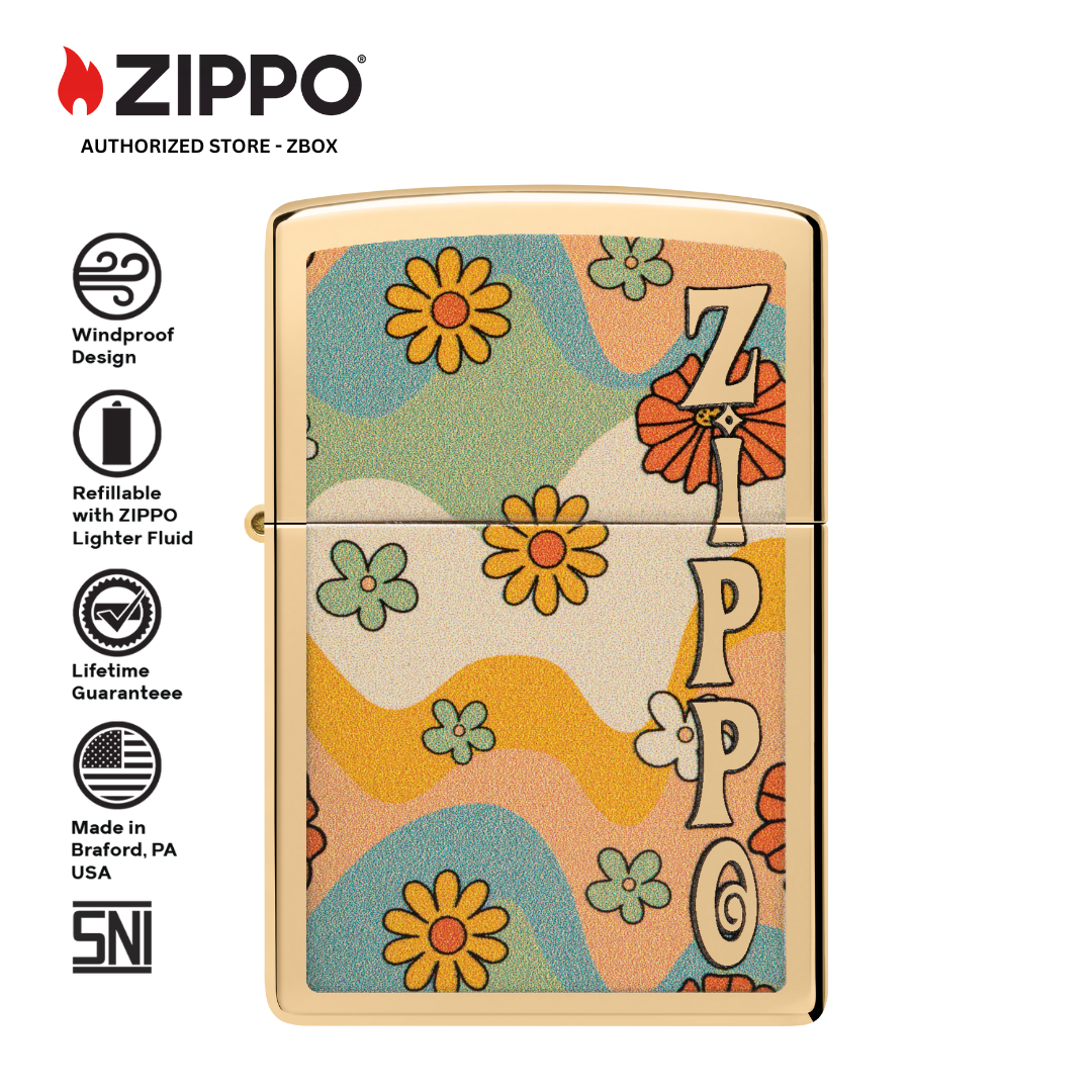 48503 - ZIPPO® Flower Power - High Polish Brass with Colour Image