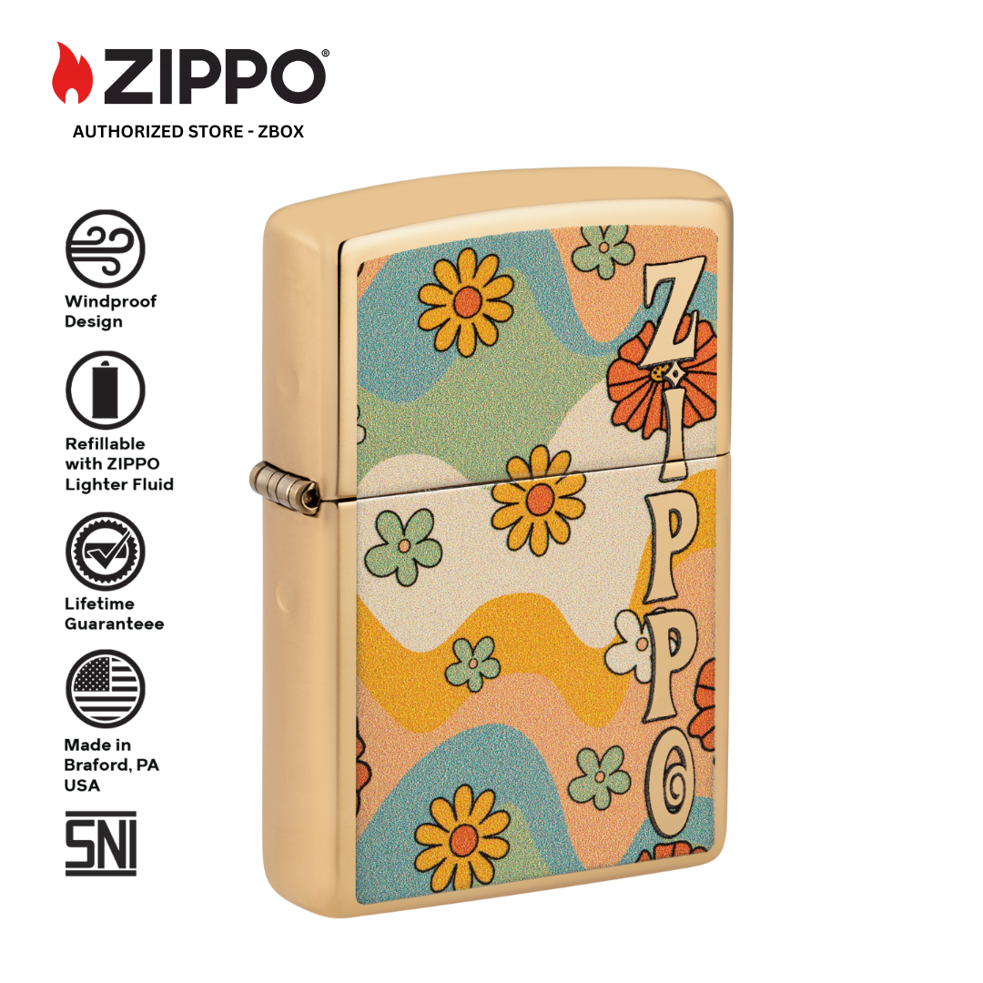 48503 - ZIPPO® Flower Power - High Polish Brass with Colour Image