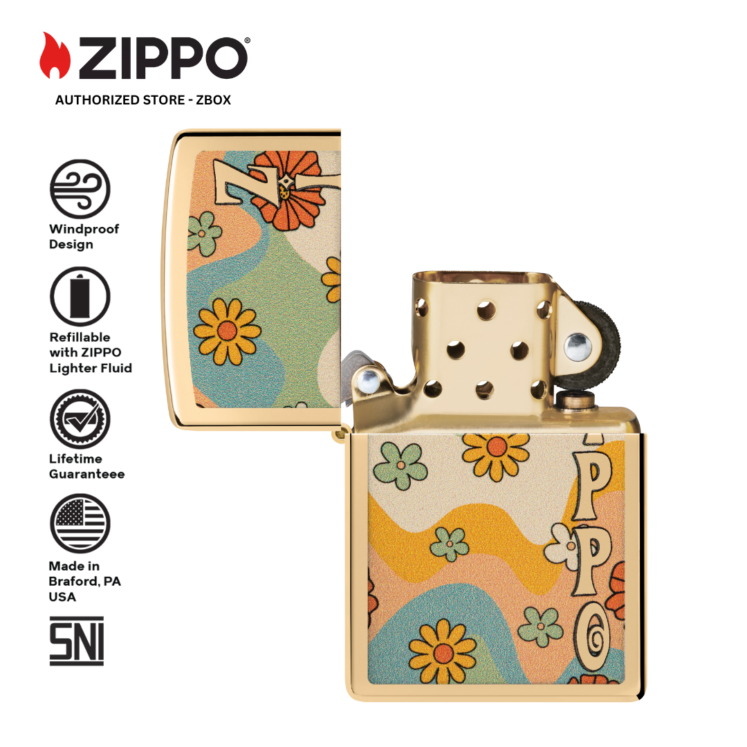 48503 - ZIPPO® Flower Power - High Polish Brass with Colour Image