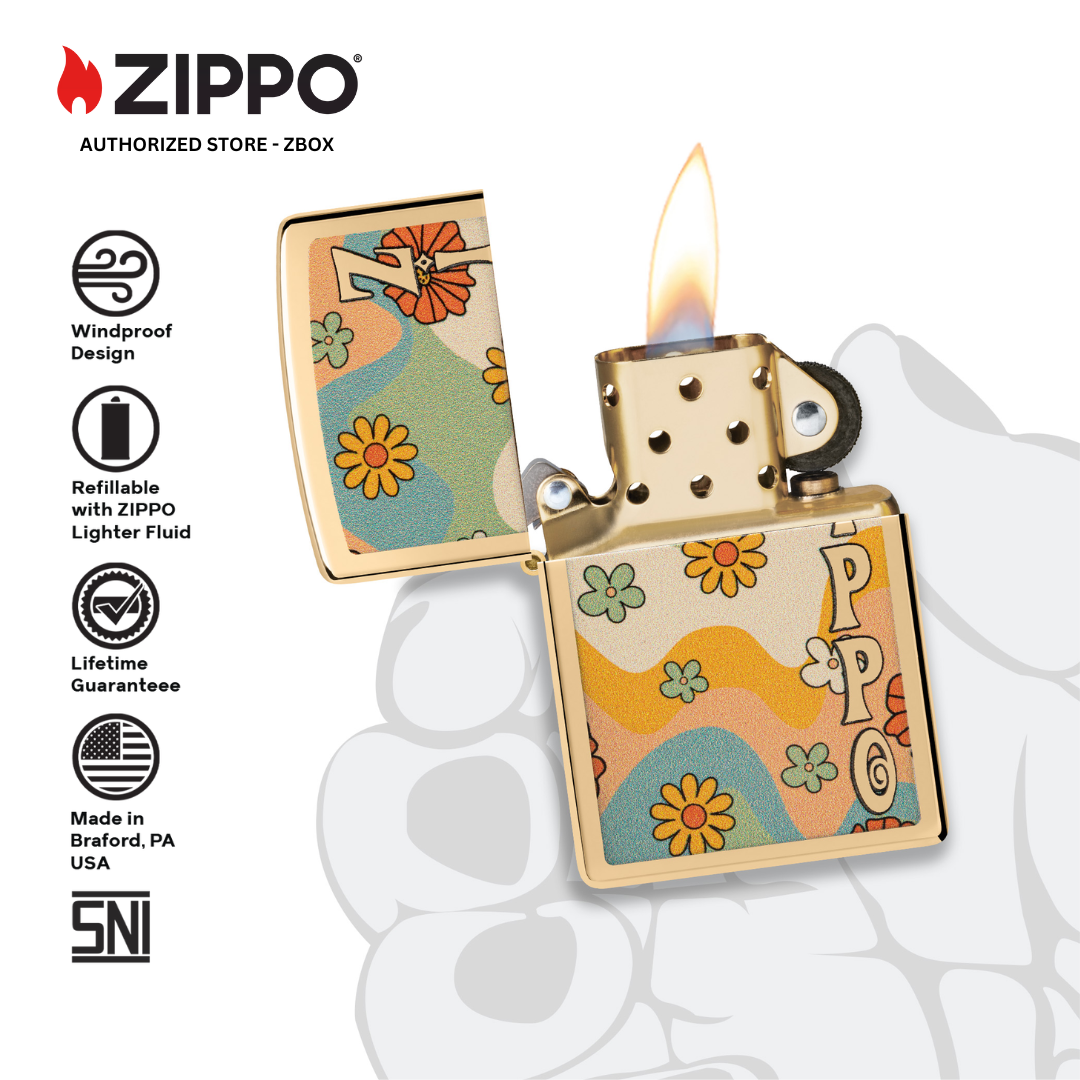 48503 - ZIPPO® Flower Power - High Polish Brass with Colour Image