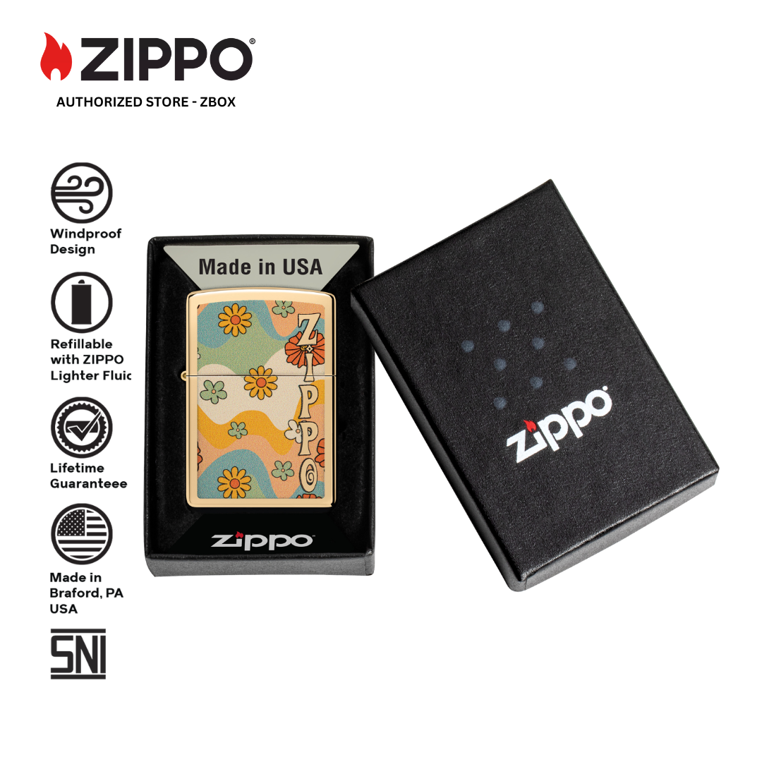 48503 - ZIPPO® Flower Power - High Polish Brass with Colour Image
