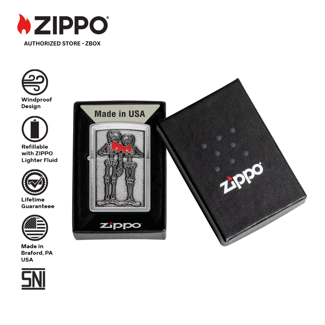 48688 - ZIPPO® Couple Love - Brushed Chrome with Emblem Attached