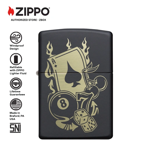 Image of 49257 - ZIPPO® Games - Black Matte with Laser Image 