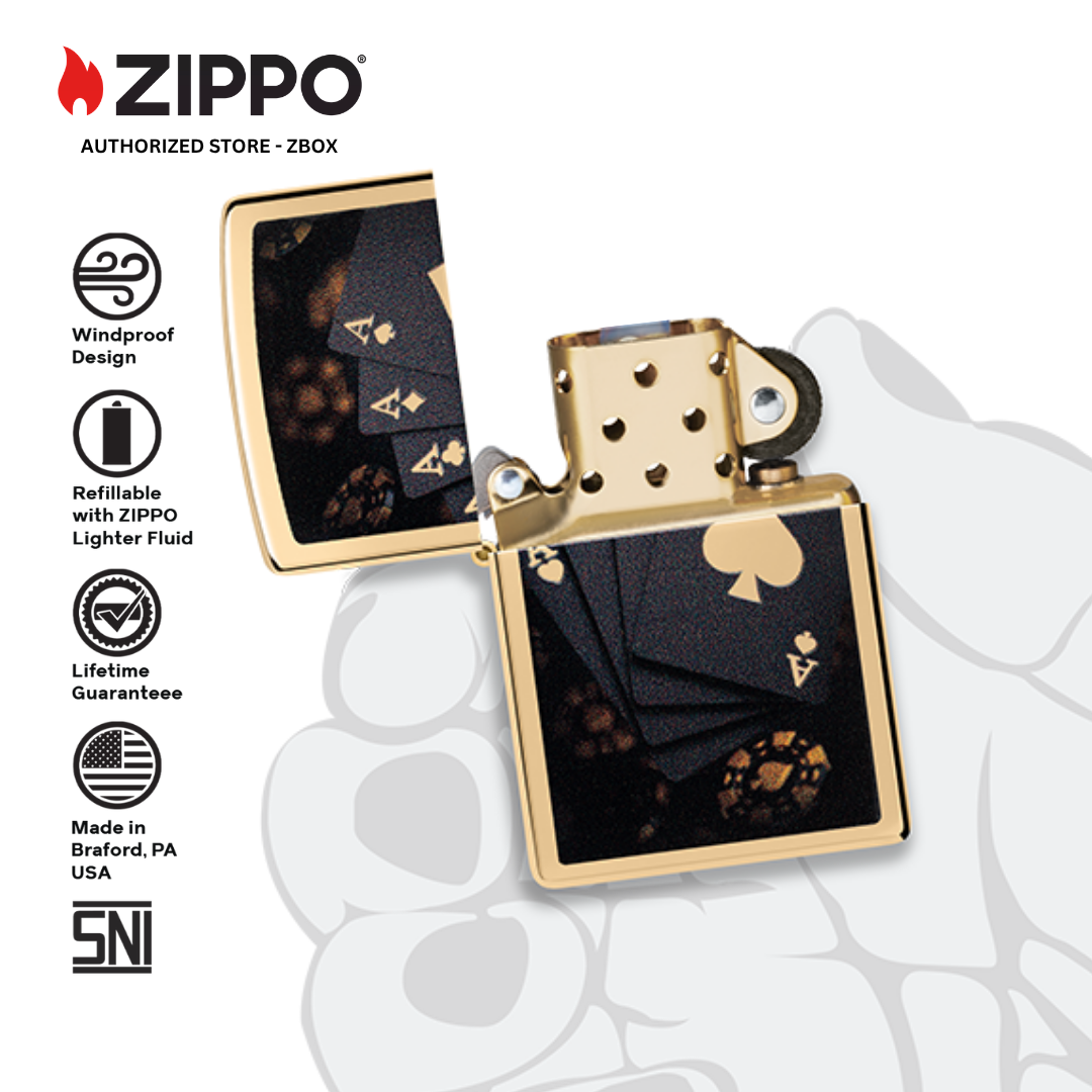 47141 - ZIPPO Lucky Aces High Polish Brass