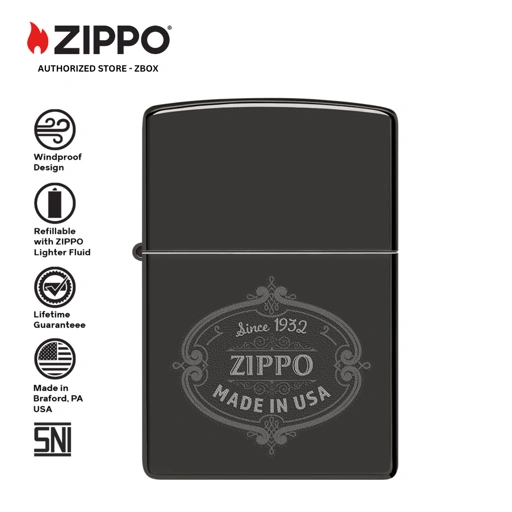46945 - ZIPPO Plaque Design High Polish Black